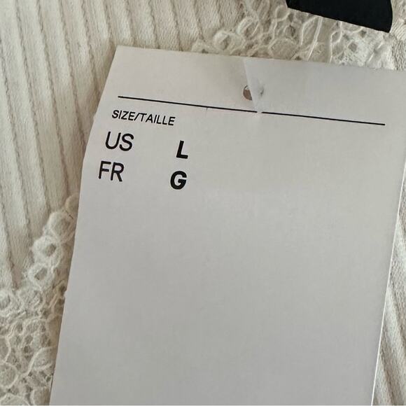 H&M Divided Cream Lace Crop top Ribbed Spaghetti Straps Shirt 90s Y2k NWT Large - Picture 10 of 15